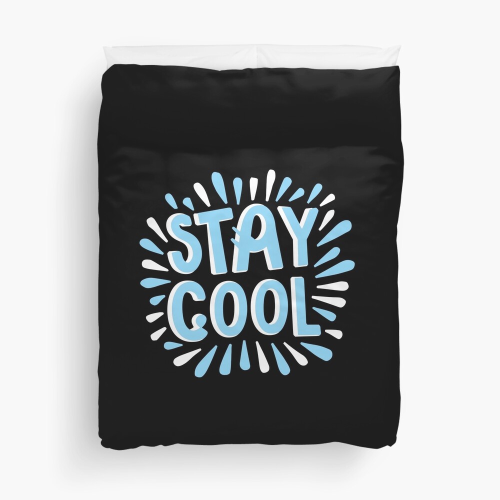 Stay Cool (Dark) Duvet Cover - cute pet design by HackerLooks