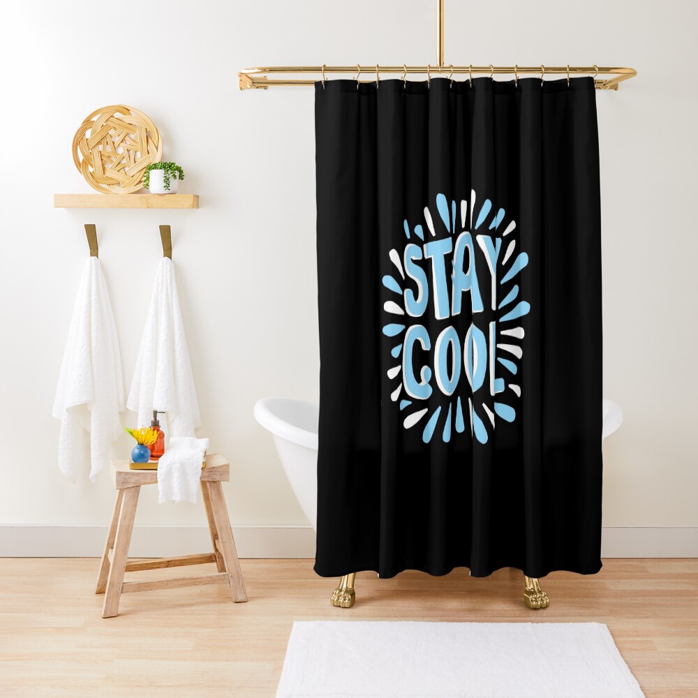 Stay Cool (Dark) Shower Curtain - cute pet design by HackerLooks