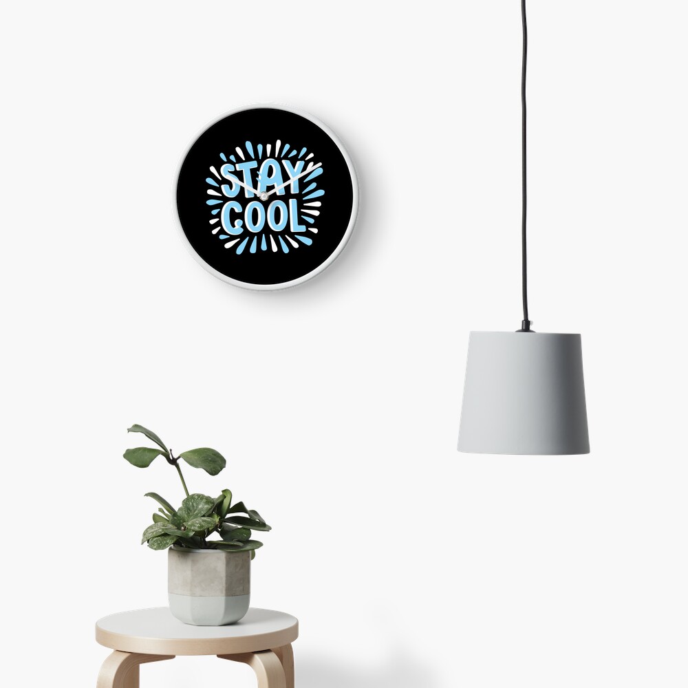 Stay Cool (Dark) Clock - cute pet design by HackerLooks