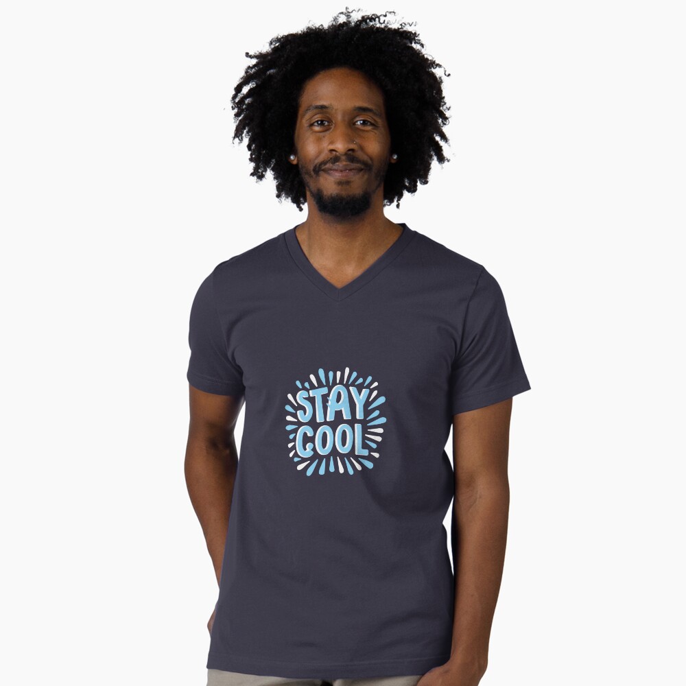 Stay Cool (Dark) V-Neck T-Shirt - cute pet design by HackerLooks
