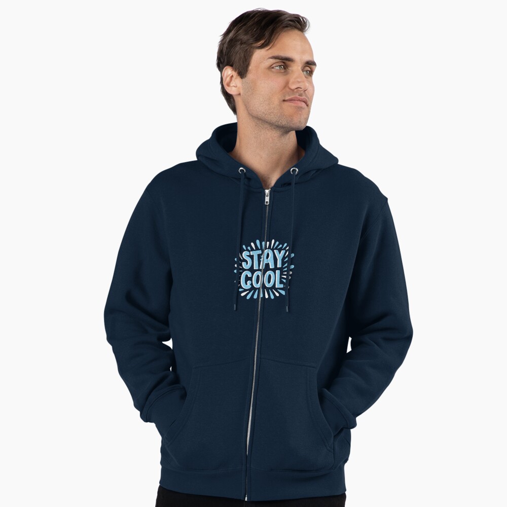 Stay Cool (Dark) Zipped Hoodie - cute pet design by HackerLooks