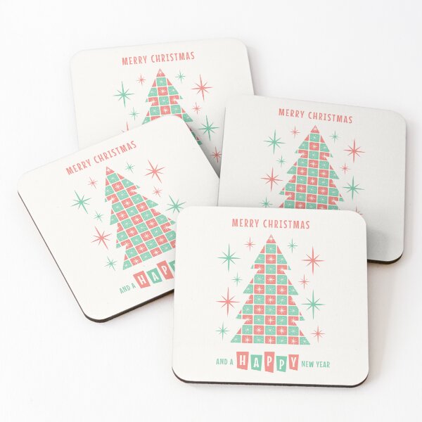 Item preview, Retro Mid Century Modern Merry Christmas and a Happy New Year - Red Green designed and sold by Pinkdeer Designs.