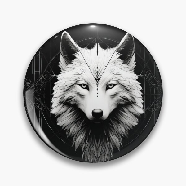 Item preview, Monochrome Wolf Totem – Sacred Geometry Sentinel designed and sold by Daagath.