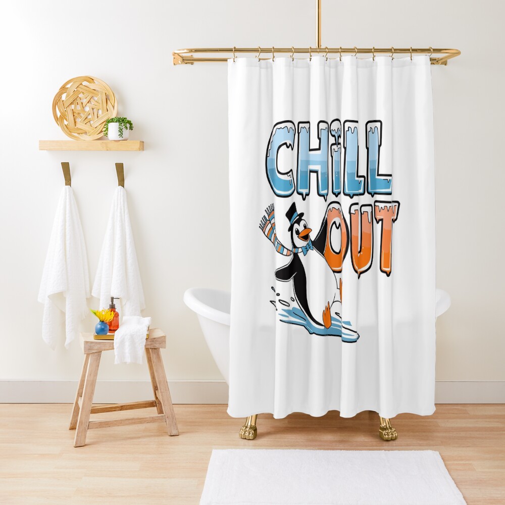 Chill Out Shower Curtain - cute pet design by HackerLooks