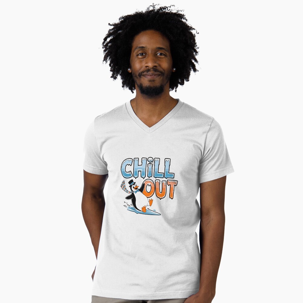 Chill Out V-Neck T-Shirt - cute pet design by HackerLooks