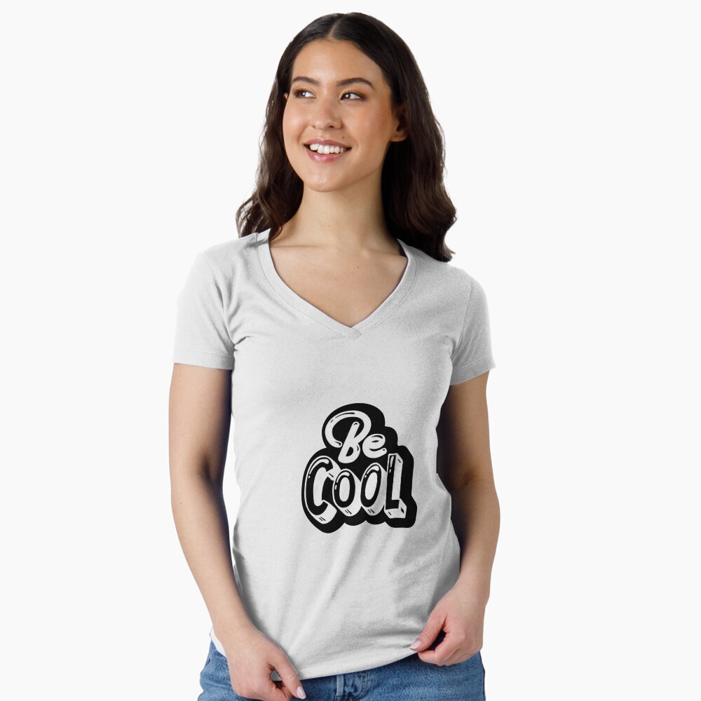 Be Cool Fitted V-Neck T-Shirt - cute pet design by HackerLooks