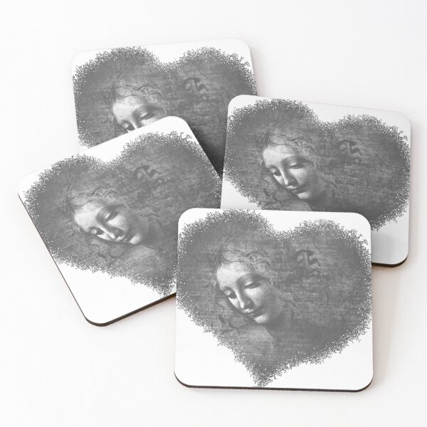 Item preview, Love Grunge Black White Gray Heart Shape La Scapigliata - Leonardo da Vinci's Enigmatic Renaissance Beauty: Timeless Portrait of Grace and Mystery   designed and sold by pelagio.