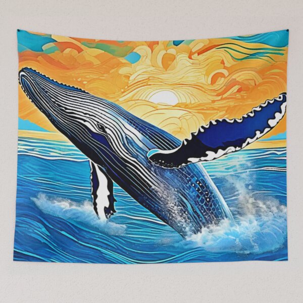 Item preview, Humpback Sunset Leap Art designed and sold by Health And Fitness Posts e-Store.