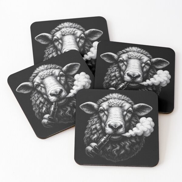 Item preview, Vape Sheep – Black and White Vape Art Illustration designed and sold by House of Taste Vape Designs.