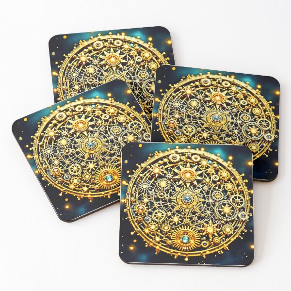 Item preview, Golden Clockwork Celestial Art designed and sold by Health And Fitness Posts e-Store.