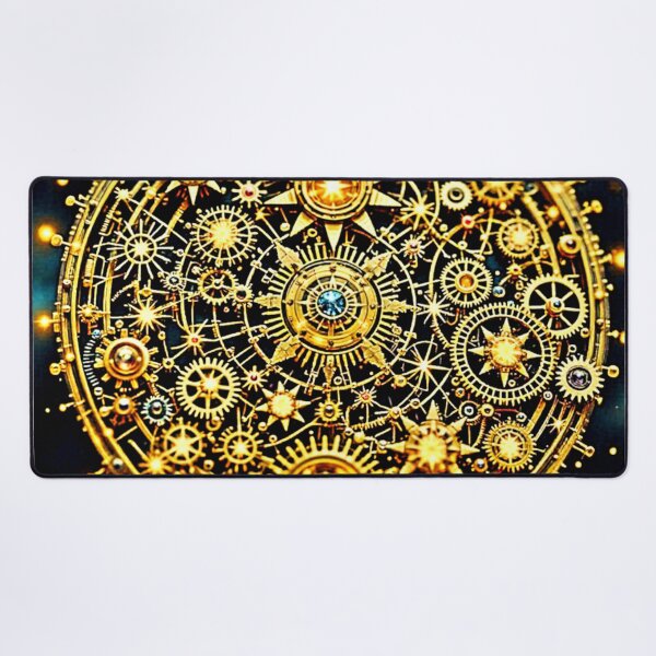 Item preview, Golden Clockwork Celestial Art designed and sold by Health And Fitness Posts e-Store.
