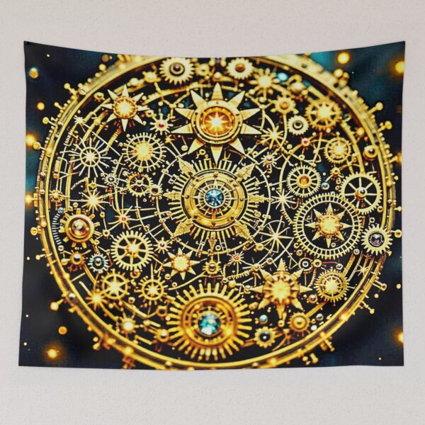 Item preview, Golden Clockwork Celestial Art designed and sold by Health And Fitness Posts e-Store.