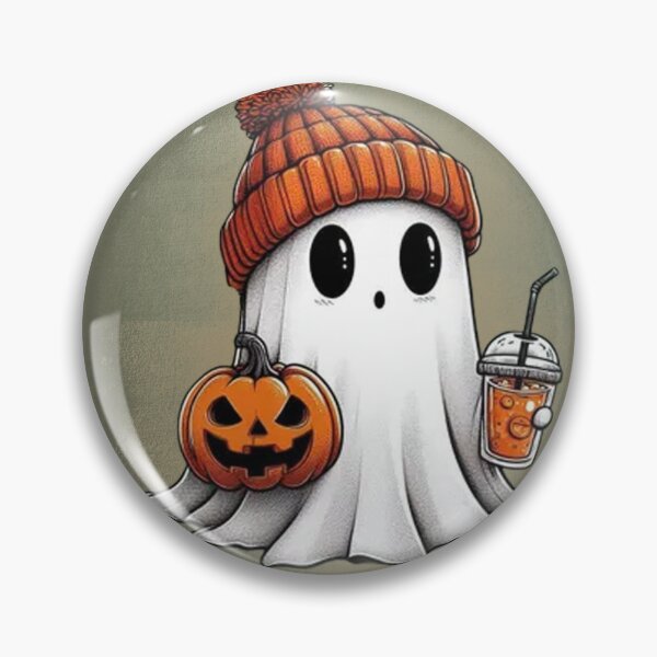 Item preview, Cute Spooky Ghost with Pumpkin and Coffee designed and sold by Threads&Co.