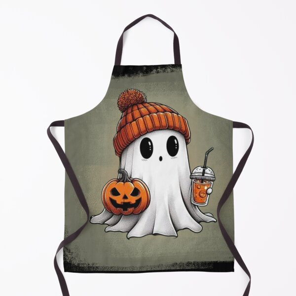Item preview, Cute Spooky Ghost with Pumpkin and Coffee designed and sold by Threads&Co.