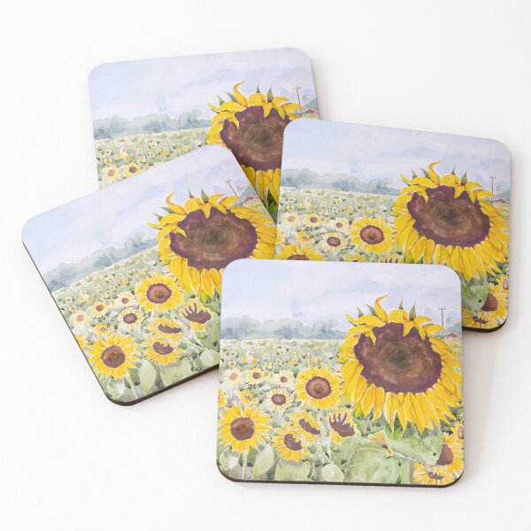 Item preview, sunflower field in Oxfordshire watercolour painting  designed and sold by SelenePaintings .