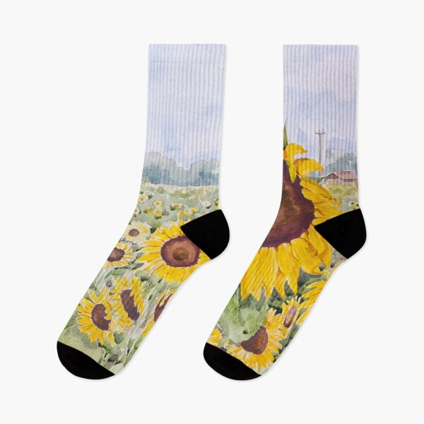 Item preview, sunflower field in Oxfordshire watercolour painting  designed and sold by ColorandColor.