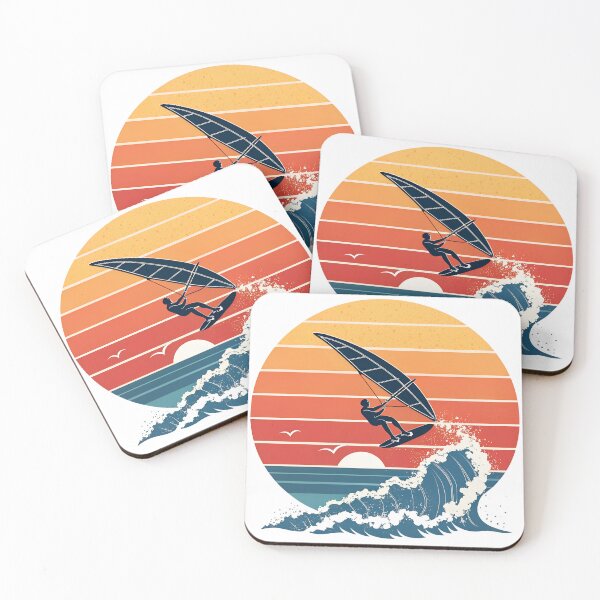 Item preview, Retro Wing Foiling Silhouette – Sunset Ocean Surf Style designed and sold by VividOrganica.