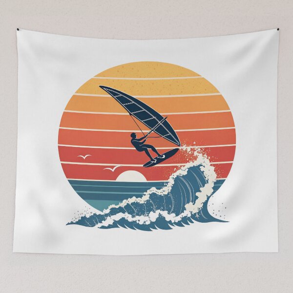 Item preview, Retro Wing Foiling Silhouette – Sunset Ocean Surf Style designed and sold by VividOrganica.