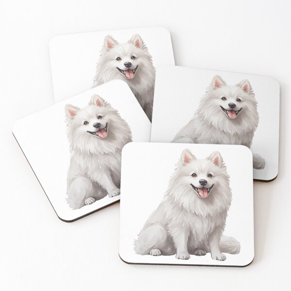 Item preview, American Eskimo Dog White Fluffy Puppy Watercolor designed and sold by Magnolia Valley Art.