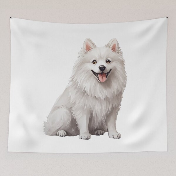 Item preview, American Eskimo Dog White Fluffy Puppy Watercolor designed and sold by Magnolia Valley Art.