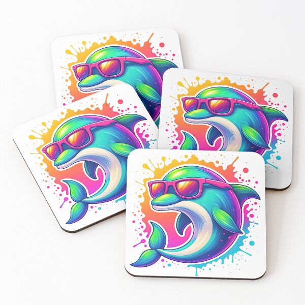 Item preview, Cool Neon Dolphin with Sunglasses Design designed and sold by ArtfulWeave.