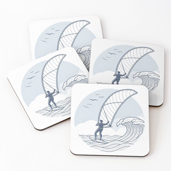 Item preview, Minimal Line Art Wing Foiler – Ocean Wave Illustration designed and sold by VividOrganica.