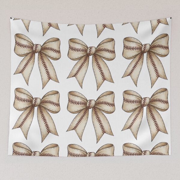 Item preview, Baseball Stitch Bow Design in Vintage Cream designed and sold by ArtfulWeave.