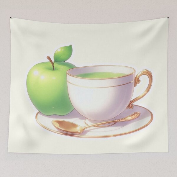 Item preview, Golden Tea Time with Apple – Soft Anime-Inspired Illustration designed and sold by Sugar Wisdom .