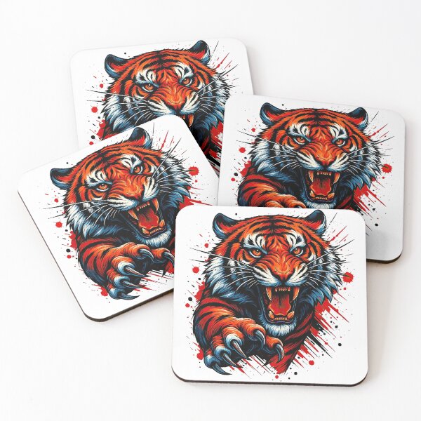 Item preview, Fierce Roaring Tiger Artwork with Claws designed and sold by ArtfulWeave.