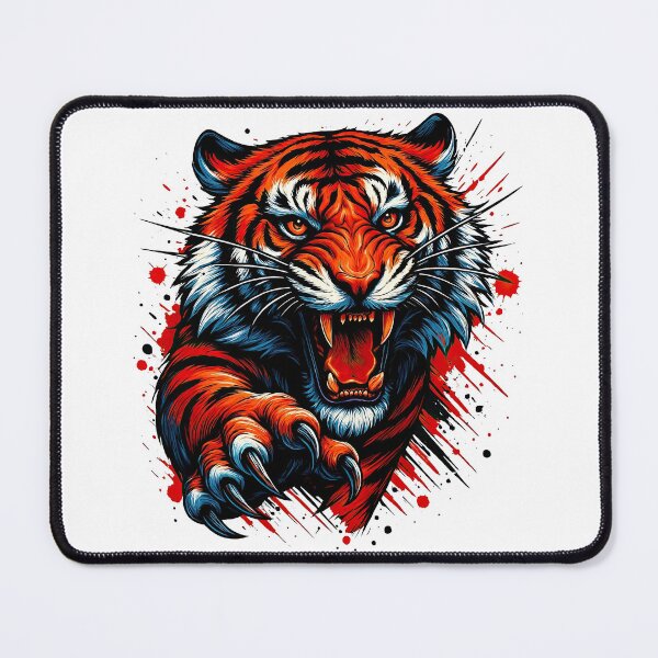 Item preview, Fierce Roaring Tiger Artwork with Claws designed and sold by ArtfulWeave.