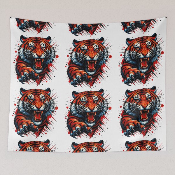 Item preview, Fierce Roaring Tiger Artwork with Claws designed and sold by ArtfulWeave.