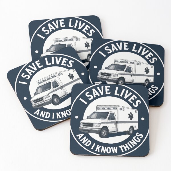 Item preview, I Save Lives and I Know Things - Blue with Ambulance 2 designed and sold by HalsandTyCustom.