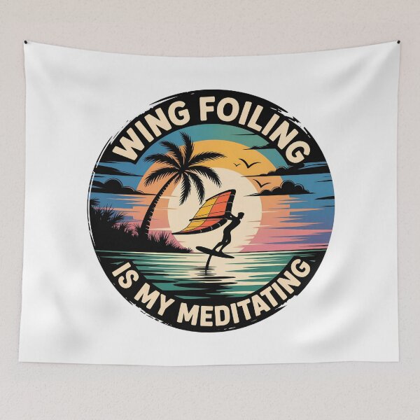 Item preview, Wing Foiling Is My Meditation – Retro Tropical Surf Sunset Design designed and sold by VividOrganica.