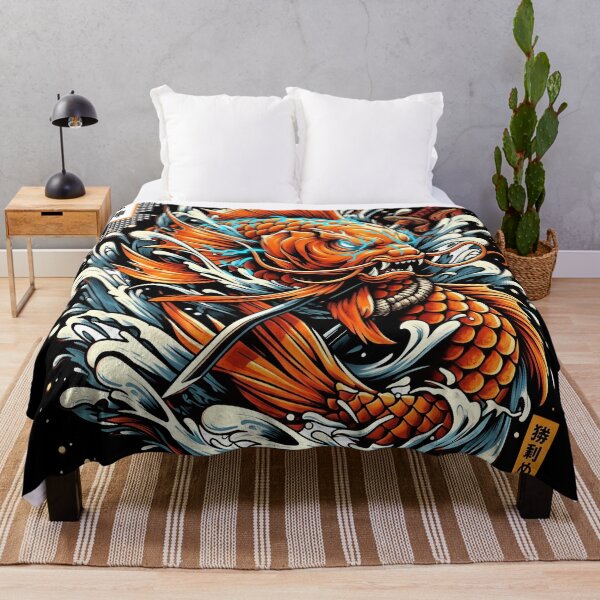 Item preview, apanese Ocean God: Fierce Koi Fish Dragon Samurai Ukiyo-e Wave Art designed and sold by zoughlal.