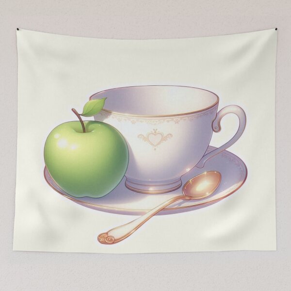 Item preview, Golden Tea Time with Apple – Soft Anime-Inspired Illustration designed and sold by Sugar Wisdom .