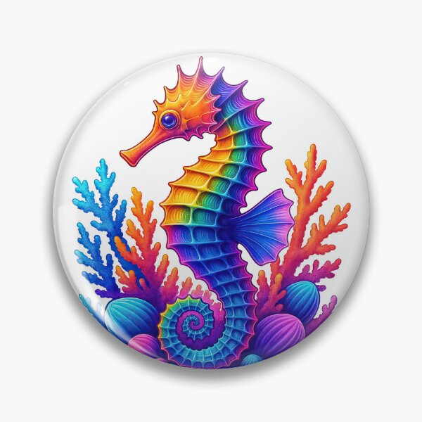 Item preview, Rainbow Seahorse with Coral and Ocean Vibes designed and sold by ArtfulWeave.