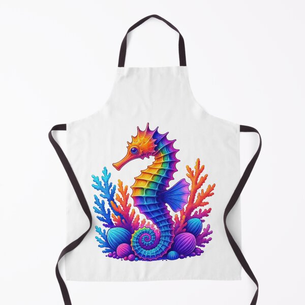 Item preview, Rainbow Seahorse with Coral and Ocean Vibes designed and sold by ArtfulWeave.
