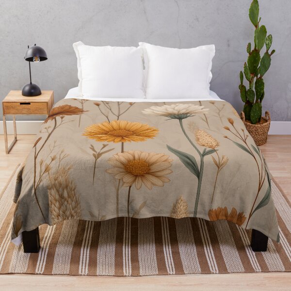 Item preview, Neutral Botanical Pattern – Beige Dried Flowers and Leaves Seamless Design designed and sold by AillustriaAK.