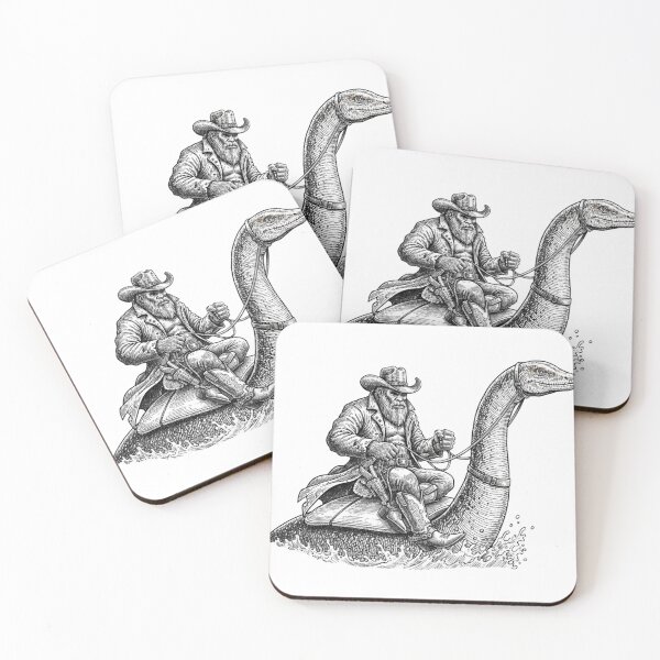 Item preview, Cowboy Bigfoot Riding Lochness Monster Nessie designed and sold by WeirdMart.