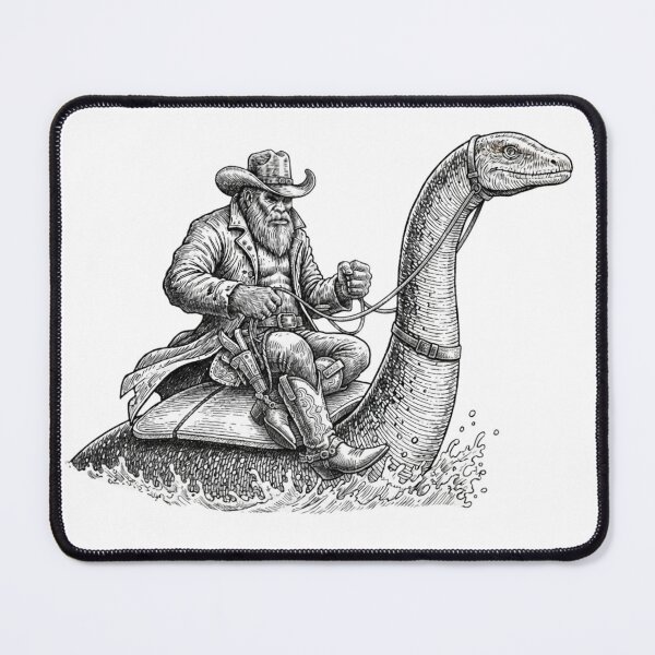 Item preview, Cowboy Bigfoot Riding Lochness Monster Nessie designed and sold by WeirdMart.