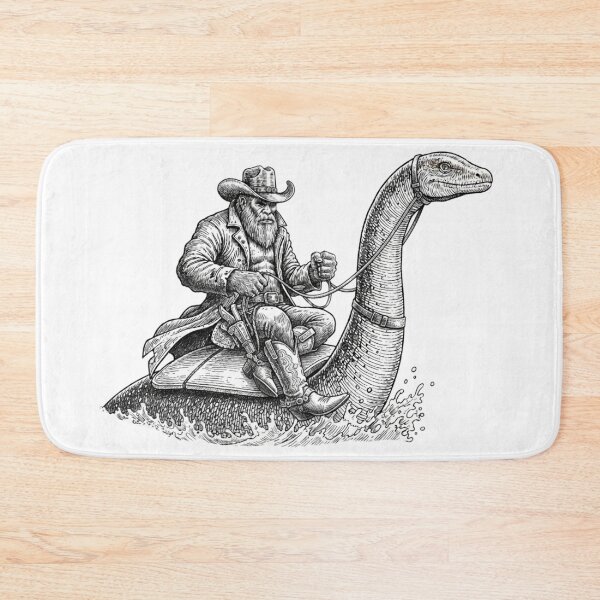 Item preview, Cowboy Bigfoot Riding Lochness Monster Nessie designed and sold by WeirdMart.