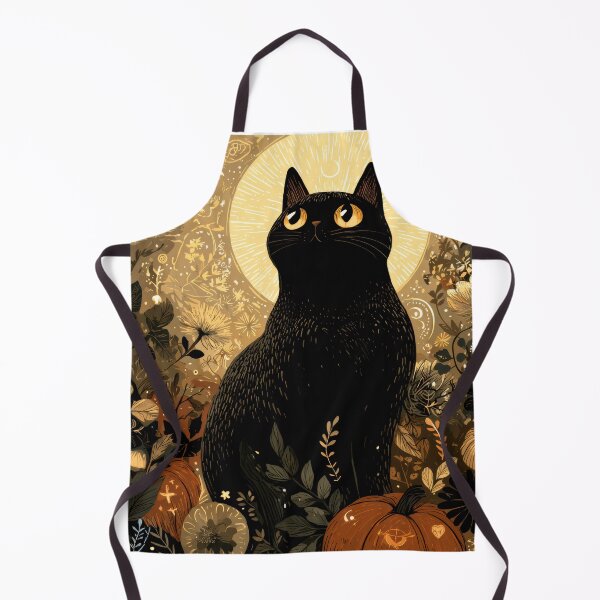 Artikelvorschau, Mystische schwarze Katze mit Kürbissen | Witchcore Halloween Horror Art entworfen und verkauft von VilnaArtPrints.