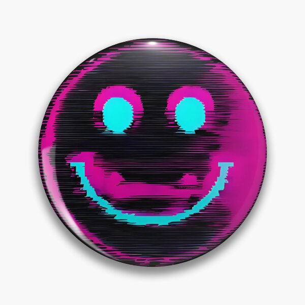 Item preview, Glitchy smiley face, hot pink and cyan 2 designed and sold by Neon G.