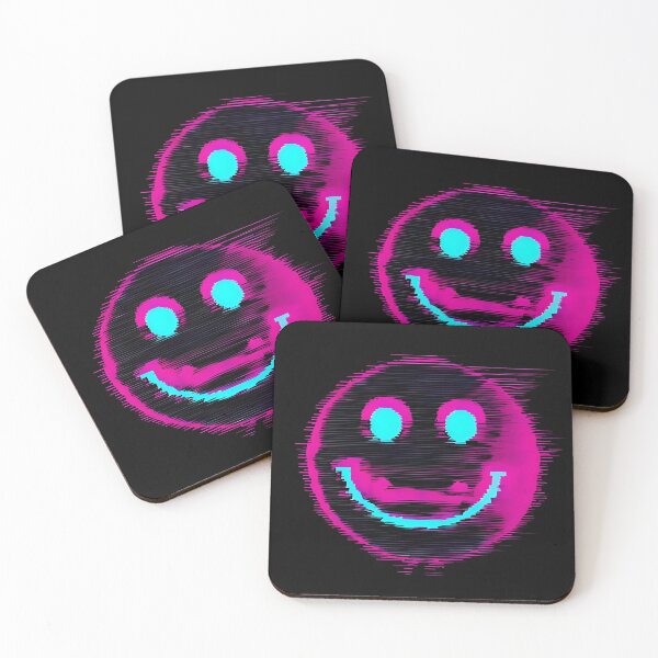 Item preview, Glitchy smiley face, hot pink and cyan 2 designed and sold by Neon G.