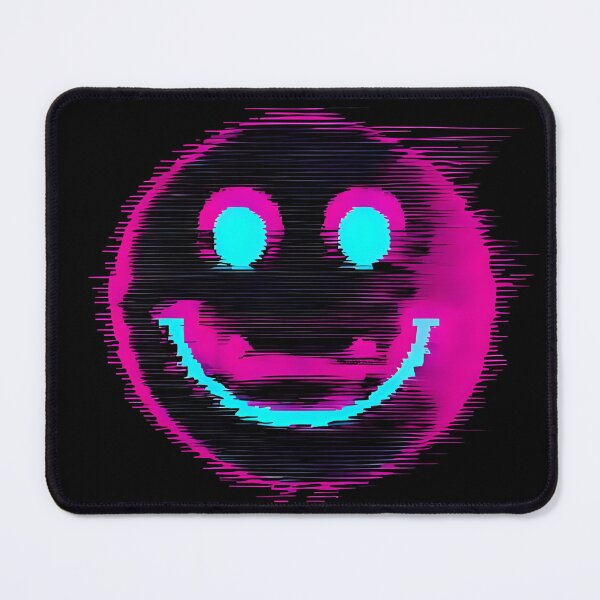 Item preview, Glitchy smiley face, hot pink and cyan 2 designed and sold by Neon G.