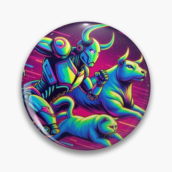 Item preview, robot,bull and cute cat running designed and sold by Dogandesighn.
