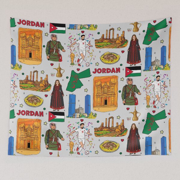 Item preview, Jordan Heritage Art - Petra, Amman Skyline & Middle Eastern Culture Illustration designed and sold by mashmosh.