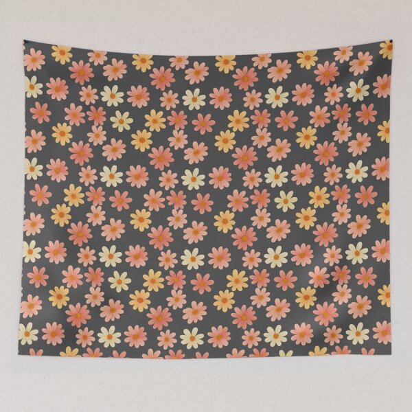 Item preview, Warm Retro Daisy Flower Pattern on Dark Background – Vintage 70s Floral Aesthetic designed and sold by Whisky1111.