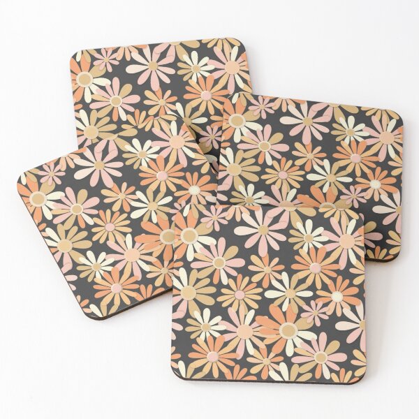Item preview, Groovy Daisy Collage – 70s Retro Floral Pattern in Peach and Cream designed and sold by Whisky1111.