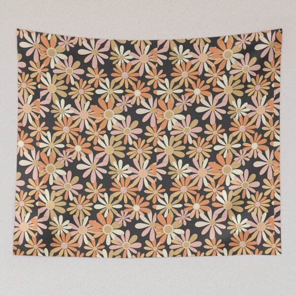 Item preview, Groovy Daisy Collage – 70s Retro Floral Pattern in Peach and Cream designed and sold by Whisky1111.